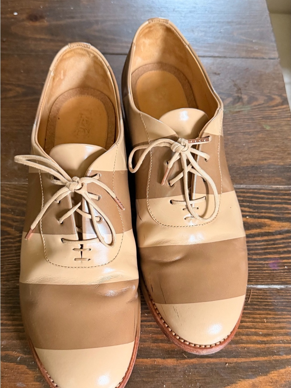 The Office of Angela Scott Mr. Smith Two-Tone Stripe Leather Derby Oxfords
